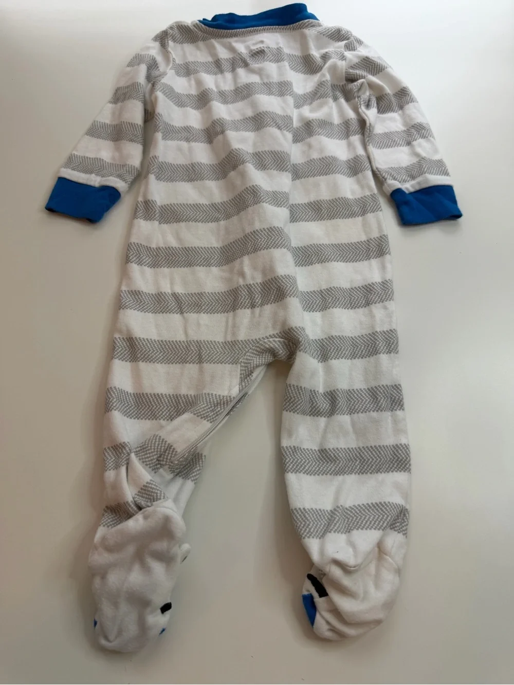 Koala Kids Gray & Blue Striped Zebra Footed One-Piece Pajamas